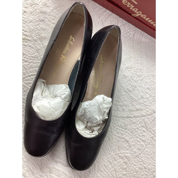 Salvatore Ferragamo Donnina Italian Womens Black Leather Shoes*Pumps*Size 8*NIB - Picture 5 of 14